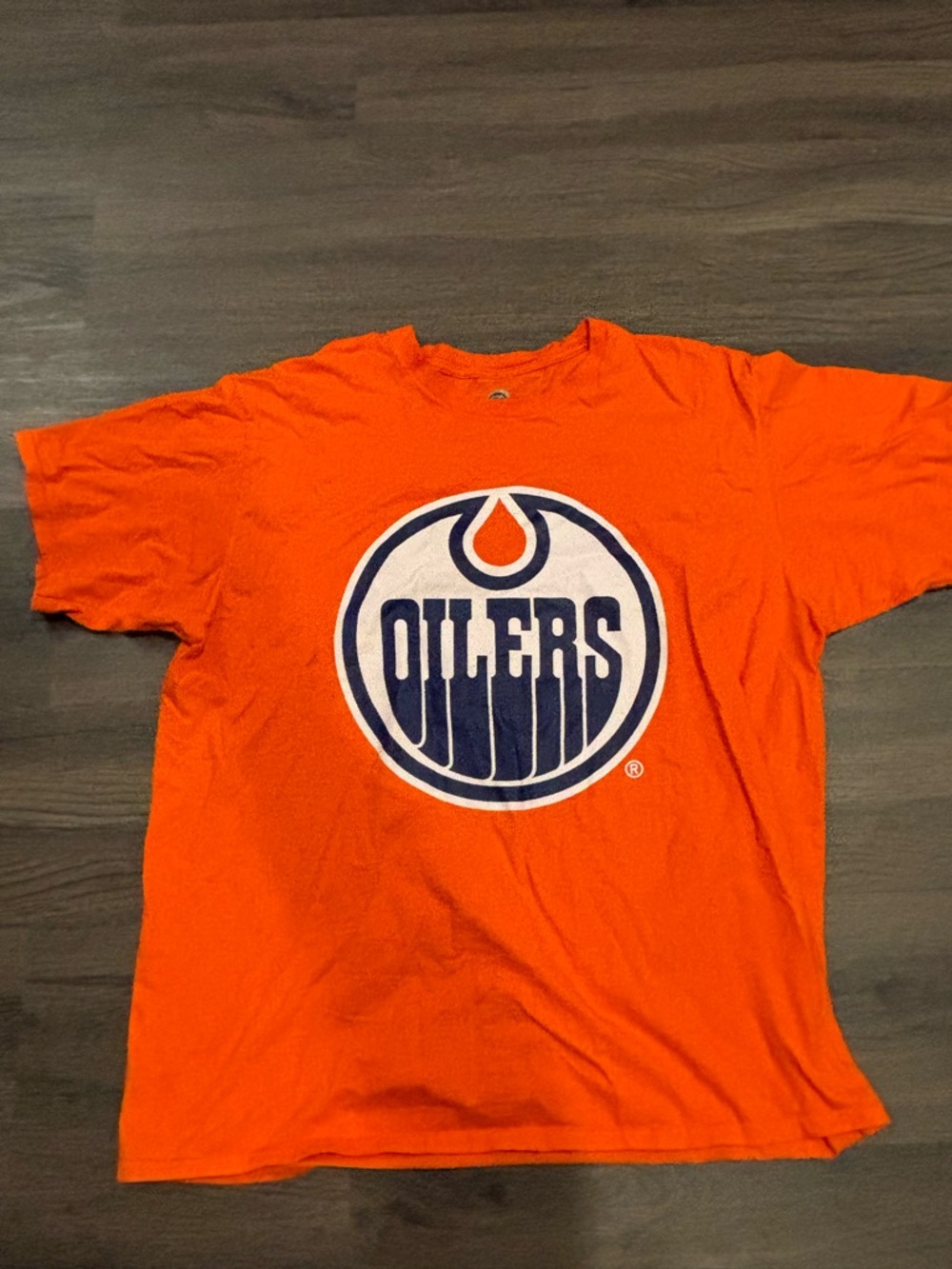 Oilers NHL Orange Tee with Navy Logo